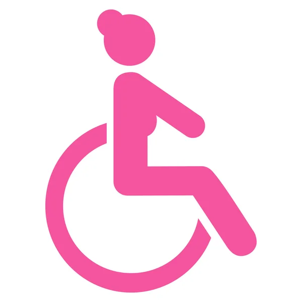 Engelli Kadın düz glif simgesi — Stok fotoğraf