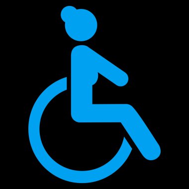 Engelli kadın düz vektör simgesi