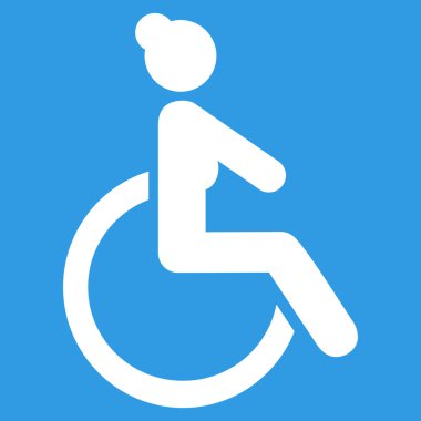 Engelli kadın düz vektör simgesi