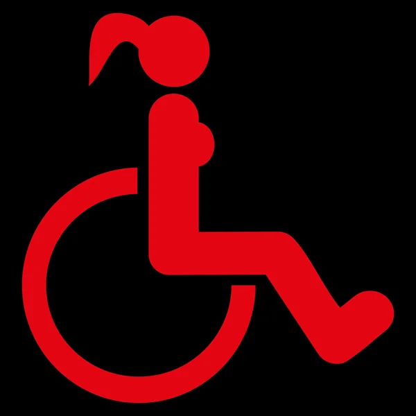 Engelli kadın düz vektör simgesi — Stok Vektör