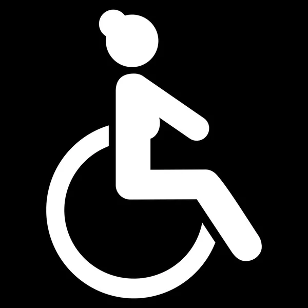 Disabled Woman Flat Vector Icon — Stock Vector