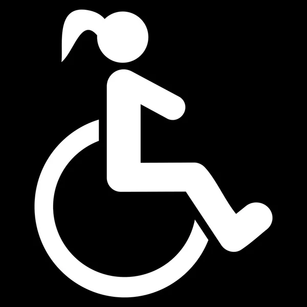 Disabled Woman Flat Vector Icon — Stock Vector