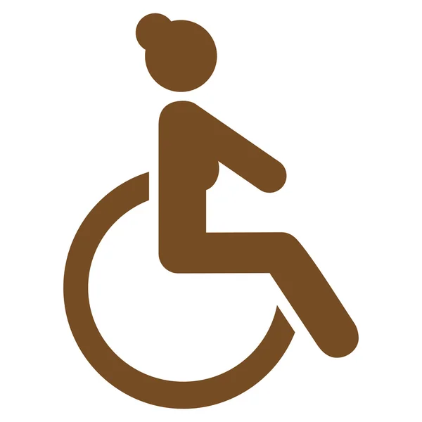 Disabled Woman Flat Vector Icon — Stock Vector