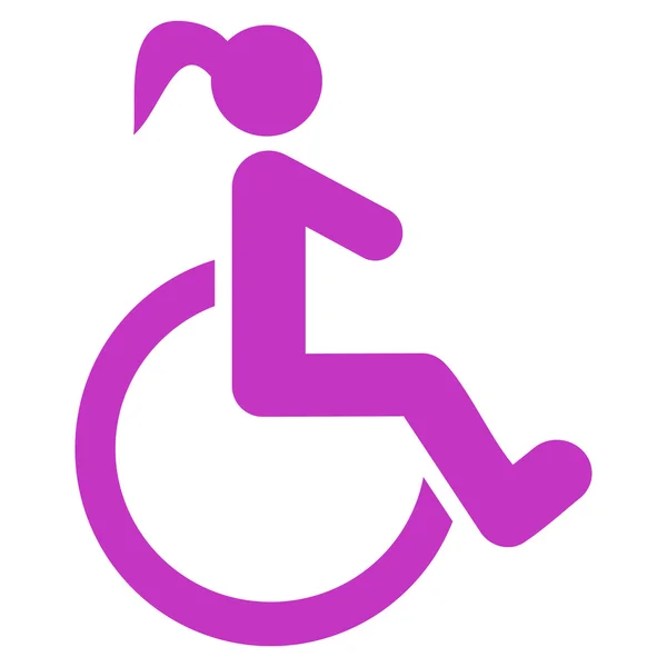 Disabled Woman Flat Vector Icon — Stock Vector