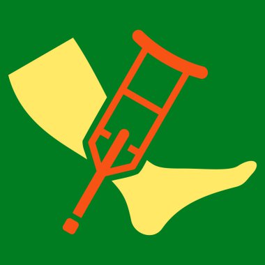 Bacak ve koltuk değneği düz vektör simgesi