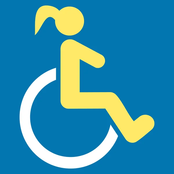 残疾的妇女平矢量图标 — 图库矢量图片