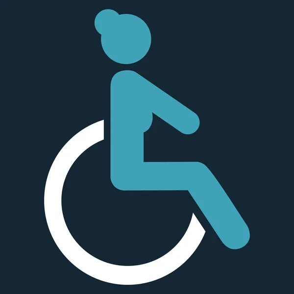 Disabled Woman Flat Vector Icon — Stock Vector