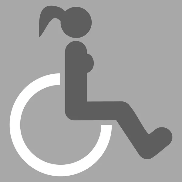 Disabled Woman Flat Vector Icon — Stock Vector