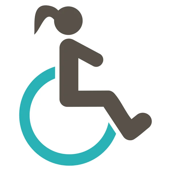 Disabled Woman Flat Vector Icon — Stock Vector