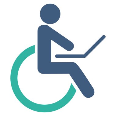 Tekerlekli sandalye düz vektör simgesi