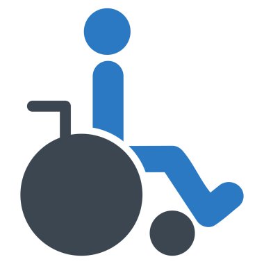 Tekerlekli sandalye düz vektör simgesi