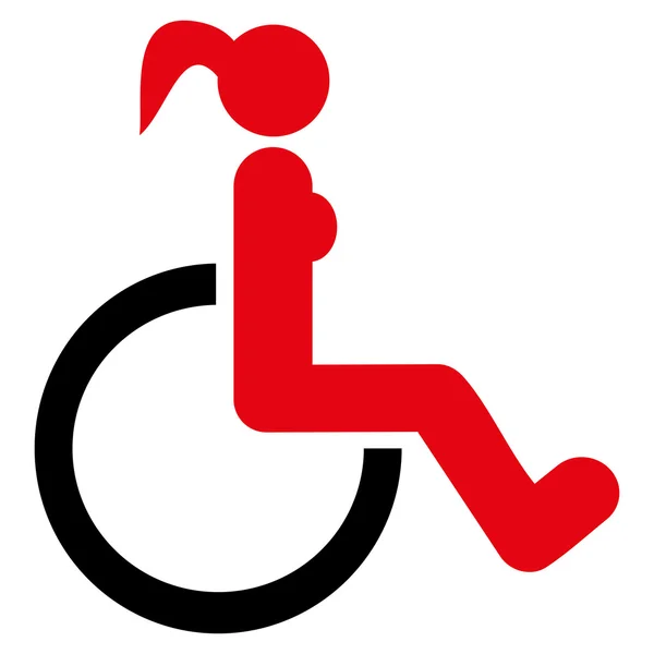 Disabled Woman Flat Vector Icon — Stock Vector