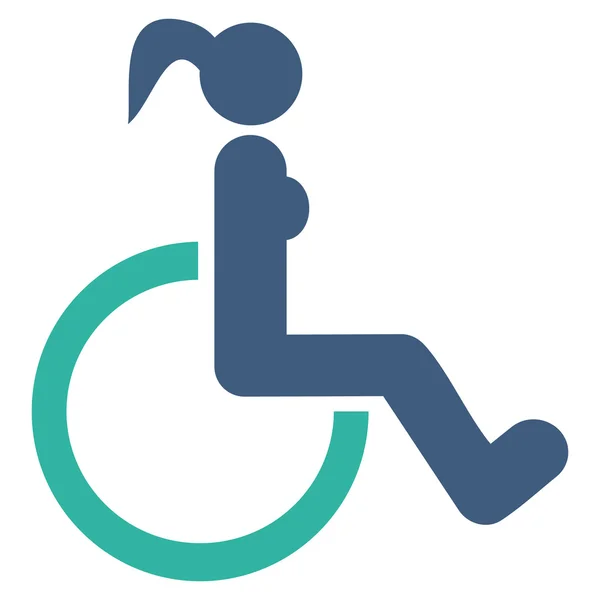 Disabled Woman Flat Vector Icon — Stock Vector