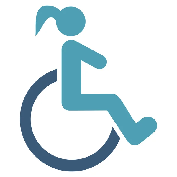 Mulher com deficiência ícone vetorial plana —  Vetores de Stock