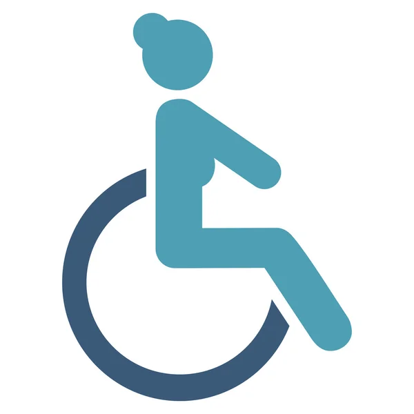 Disabled Woman Flat Vector Icon — Stock Vector