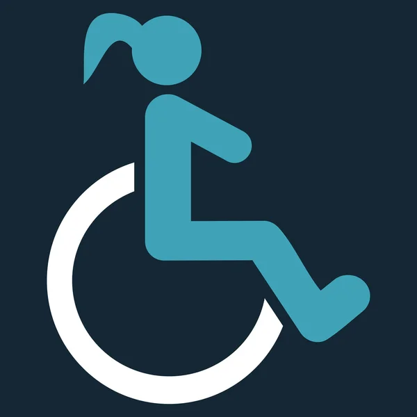 Mulher com deficiência ícone vetorial plana — Vetor de Stock