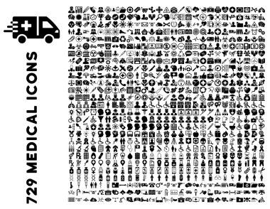 Tıbbi ve sağlık düz glif Icon Set