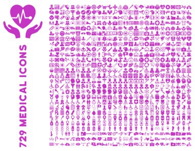 Tıbbi ve sağlık düz glif Icon Set