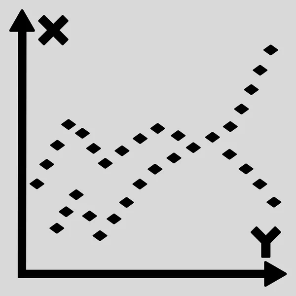 Gepunktete Funktionen plotten das Symbol der Symbolleiste für Glyphen — Stockfoto