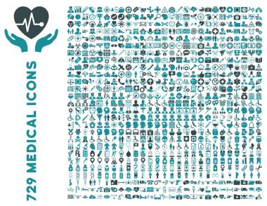 Tıbbi ve sağlık düz vektör Icon Set