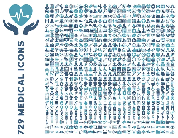 Conjunto de iconos de vectores planos médicos y sanitarios — Archivo Imágenes Vectoriales