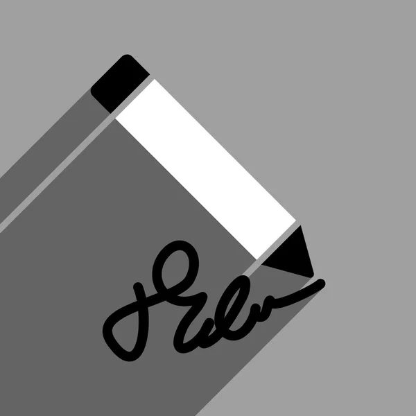 Ícone quadrado liso do lápis da escrita com sombra longa — Fotografia de Stock
