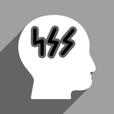 Uzun gölge ile beyin fırtınası kafa düz kare simgesi