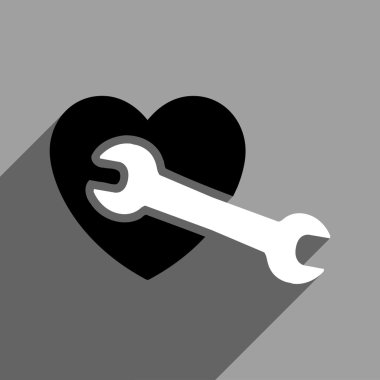 Uzun gölge ile kalp ameliyatı düz kare simgesi