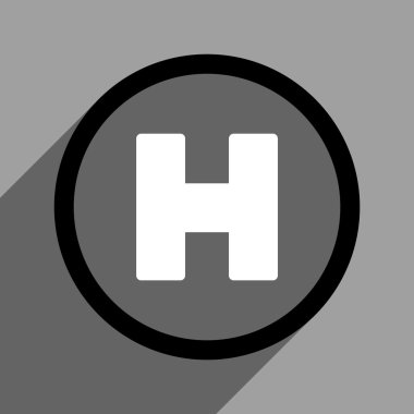 Uzun gölge ile helikopter iniş daire düz kare simgesi