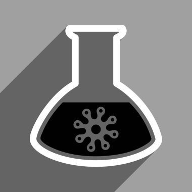 Uzun gölge ile enfeksiyon konteyner Flask düz kare simgesi