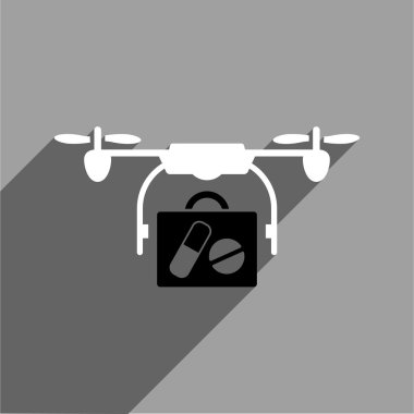 Uzun gölge ile tıp dron sevk irsaliyesi düz kare simgesi