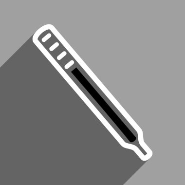 Uzun gölge ile Medikal termometre düz kare simgesi