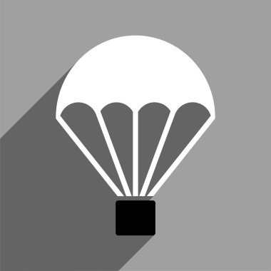 Uzun gölge ile paraşüt düz kare simgesi