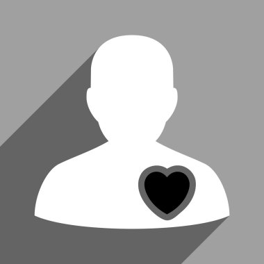 Uzun gölge ile hasta kalp düz kare simgesi