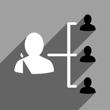 Hasta ilişkileri uzun gölge ile kare simgesi düz