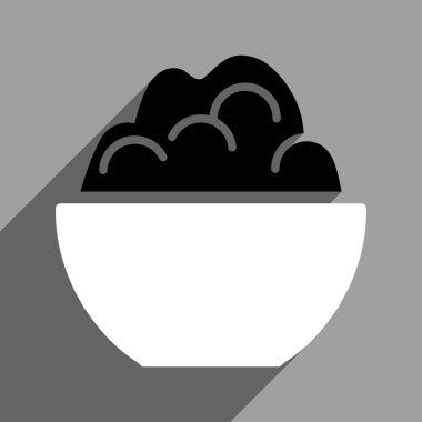 Uzun gölge ile yulaf lapası kase düz kare simgesi