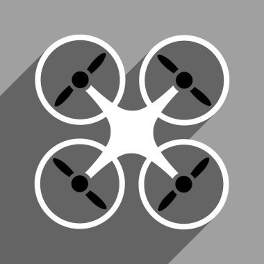 Uzun gölge ile quadcopter düz kare simgesi