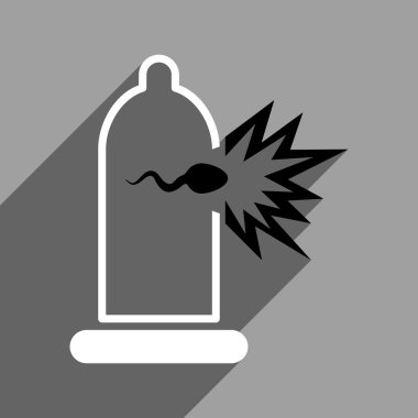 Prezervatif düz kare simgesini uzun gölge ile sperm kaçmak