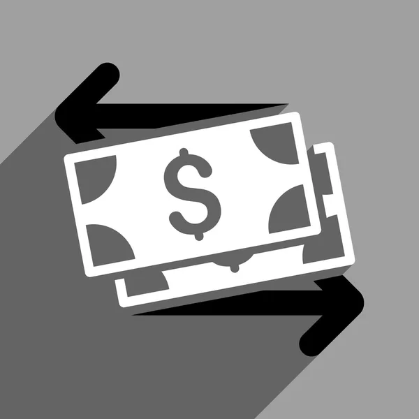 Paiement de billets en dollars Icône carrée plate avec ombre longue — Image vectorielle