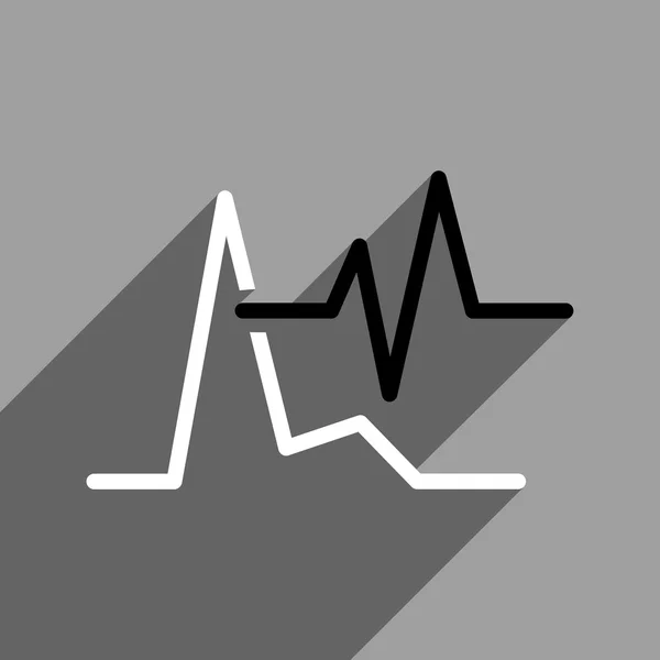 Icona quadrata piatta ECG con ombra lunga — Vettoriale Stock