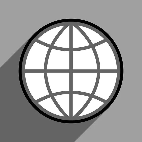 Globe Icona quadrata piatta con ombra lunga — Vettoriale Stock