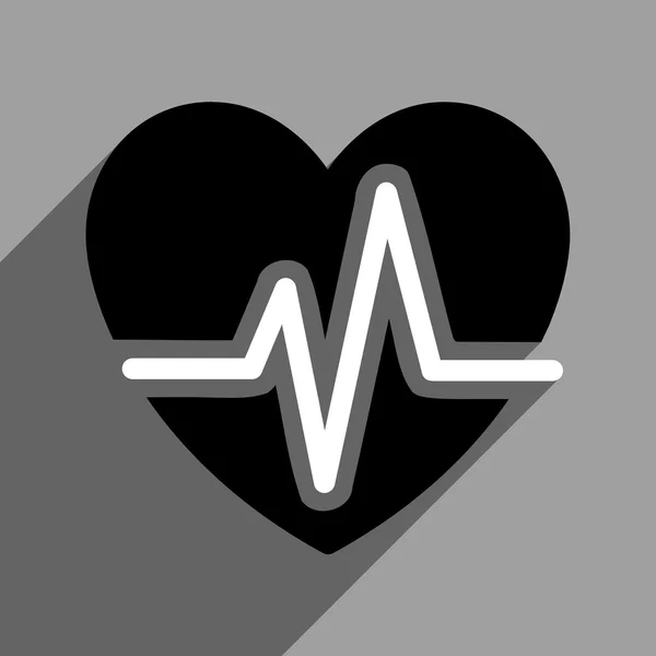 Diagrama del corazón Icono cuadrado plano con sombra larga — Vector de stock