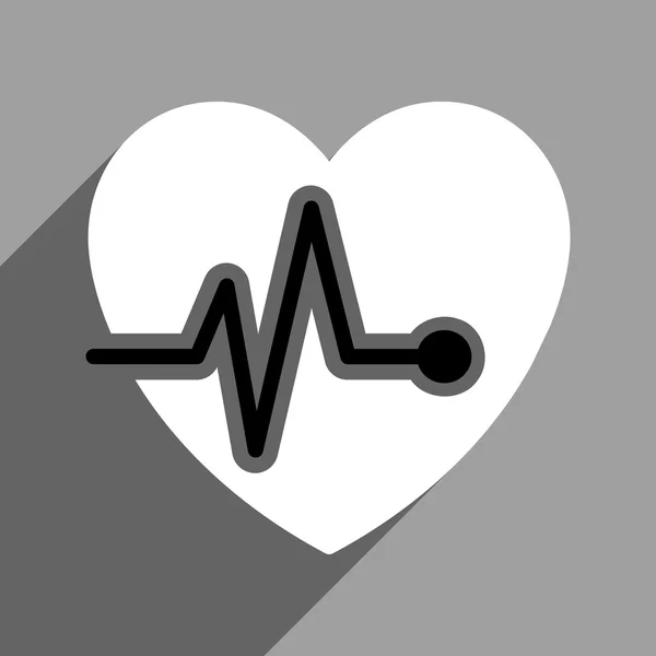 Pulso del corazón Icono cuadrado plano con sombra larga — Vector de stock