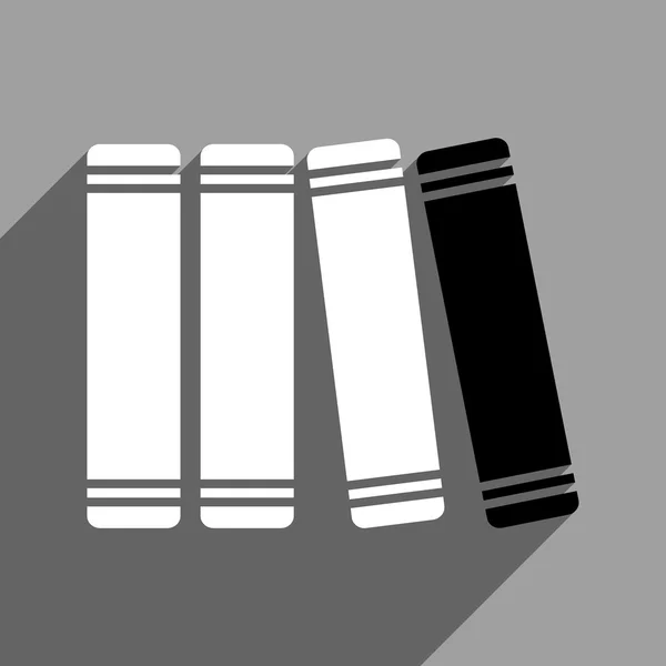 पुस्तकालय पुस्तकें लंबी छाया के साथ फ्लैट स्क्वायर प्रतीक — स्टॉक वेक्टर