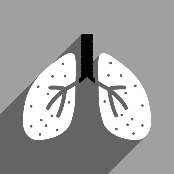 Lungs Icono cuadrado plano con sombra larga — Archivo Imágenes Vectoriales