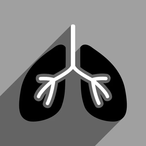 Lungs Icono cuadrado plano con sombra larga — Archivo Imágenes Vectoriales