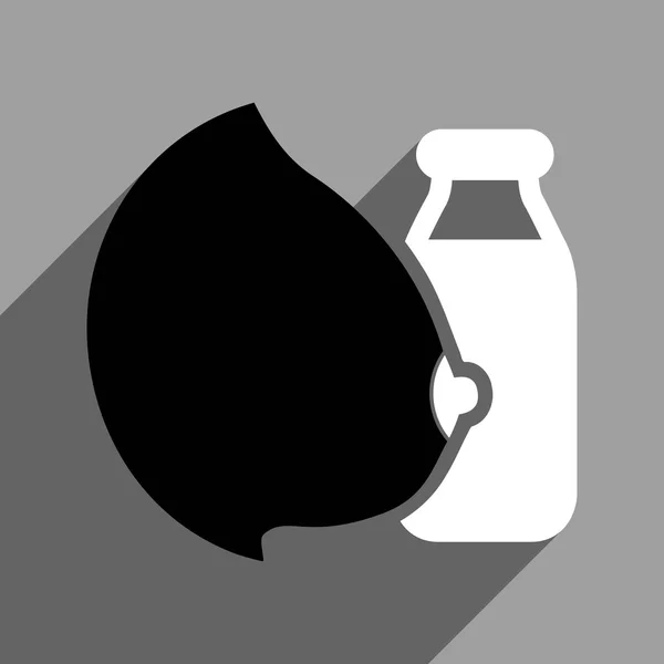 Ícone quadrado liso da garrafa de leite da mãe com sombra longa — Vetor de Stock