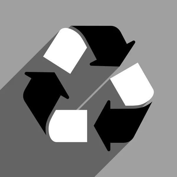 Ícone quadrado liso da reciclagem com sombra longa — Vetor de Stock
