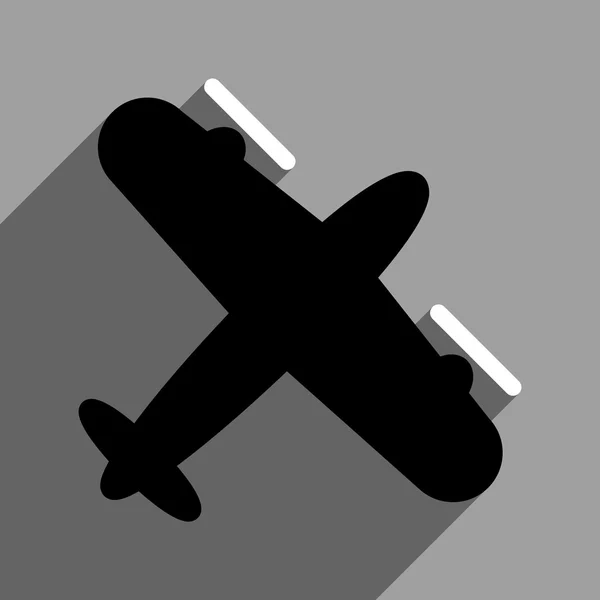 長い影とネジ飛行機フラット正方形アイコン — ストックベクタ