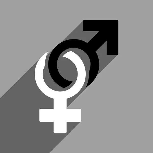 Símbolos sexuales Icono cuadrado plano con sombra larga — Vector de stock